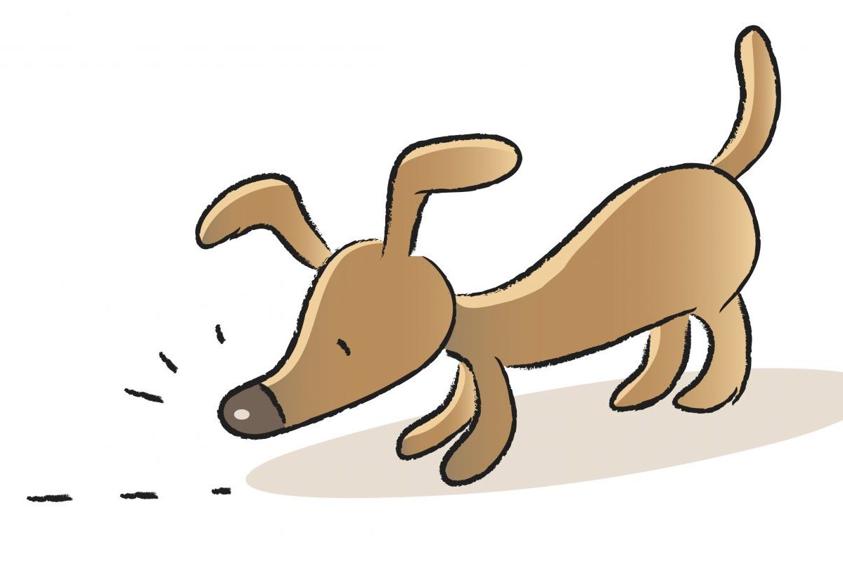 Cartoon of dog sniffing